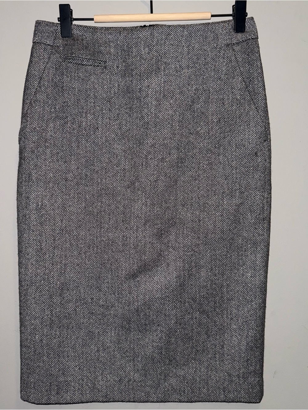Tailored Herringbone Pencil Skirt - Gray
